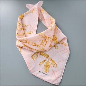 Vintage Burberry Gold and Pink Chain Cotton Scarf EUC